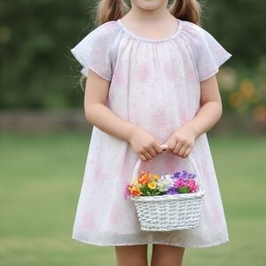 Imoga Ryan Dress Sprinkle Chiffon Light Size 5 Girls Lined Short Flutter Sleeve